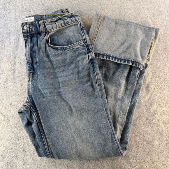 Mango Denim - MNG Mango Wide Leg Cuffed Jeans Women's US 6 EU 38 Light Wash Denim
